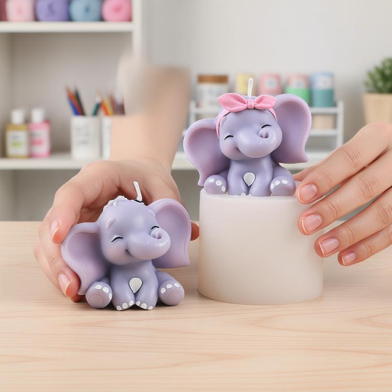 Soap Making Name - Cute 3D Elephant Silicone Candle Mold