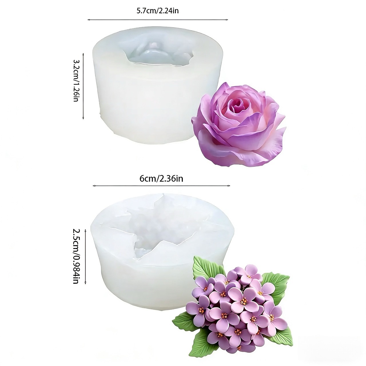 2-Piece 3D Rose and Lilac Sili - đánh giá và giá Soap Making Art